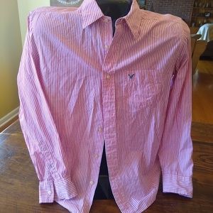 American Eagle pink striped shirt